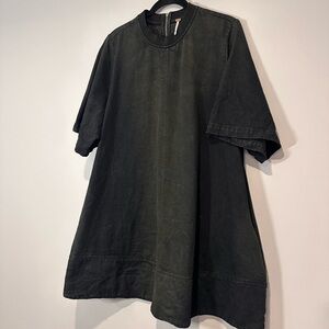 Free People Washed Black Short Sleeve Mini Dress